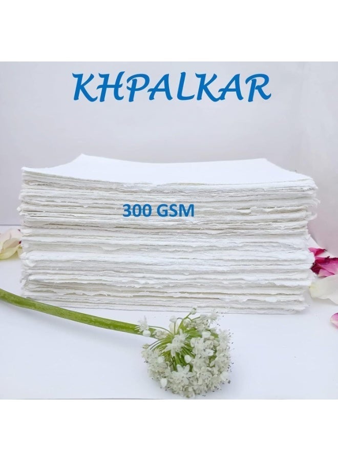 KhpalKar 25 Sheets Cotton Paper A5 Size 300 GSM Handmade Deckle Edge White Color 100% Cotton Papers Ecologically for Greetings Cards Invitations Calligraphy Wedding Stationery and Painting - Image 5